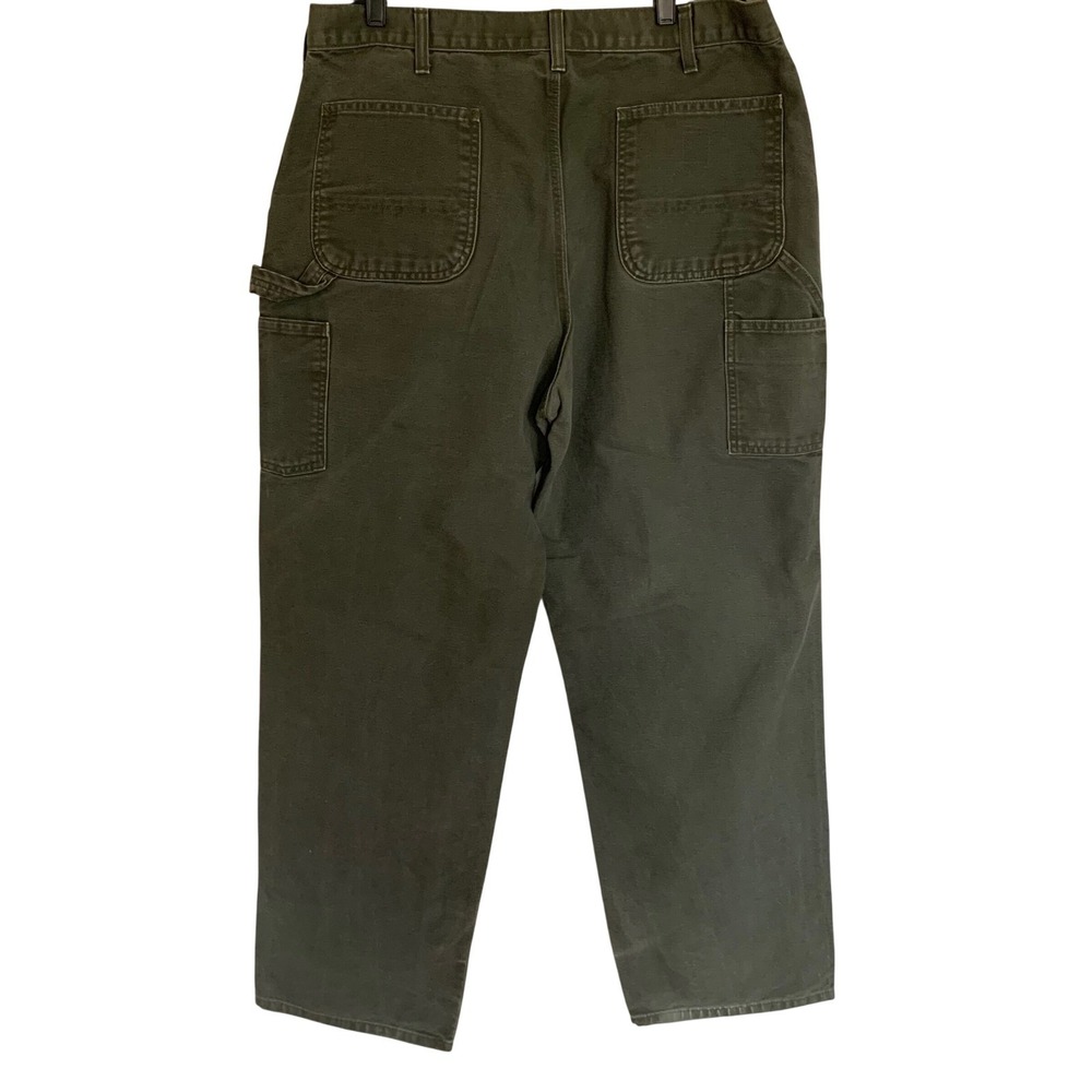 Carhartt Duck Canvas Carpenter Pants Mens 36x33 Green Workwear Utility - Picture 11 of 16